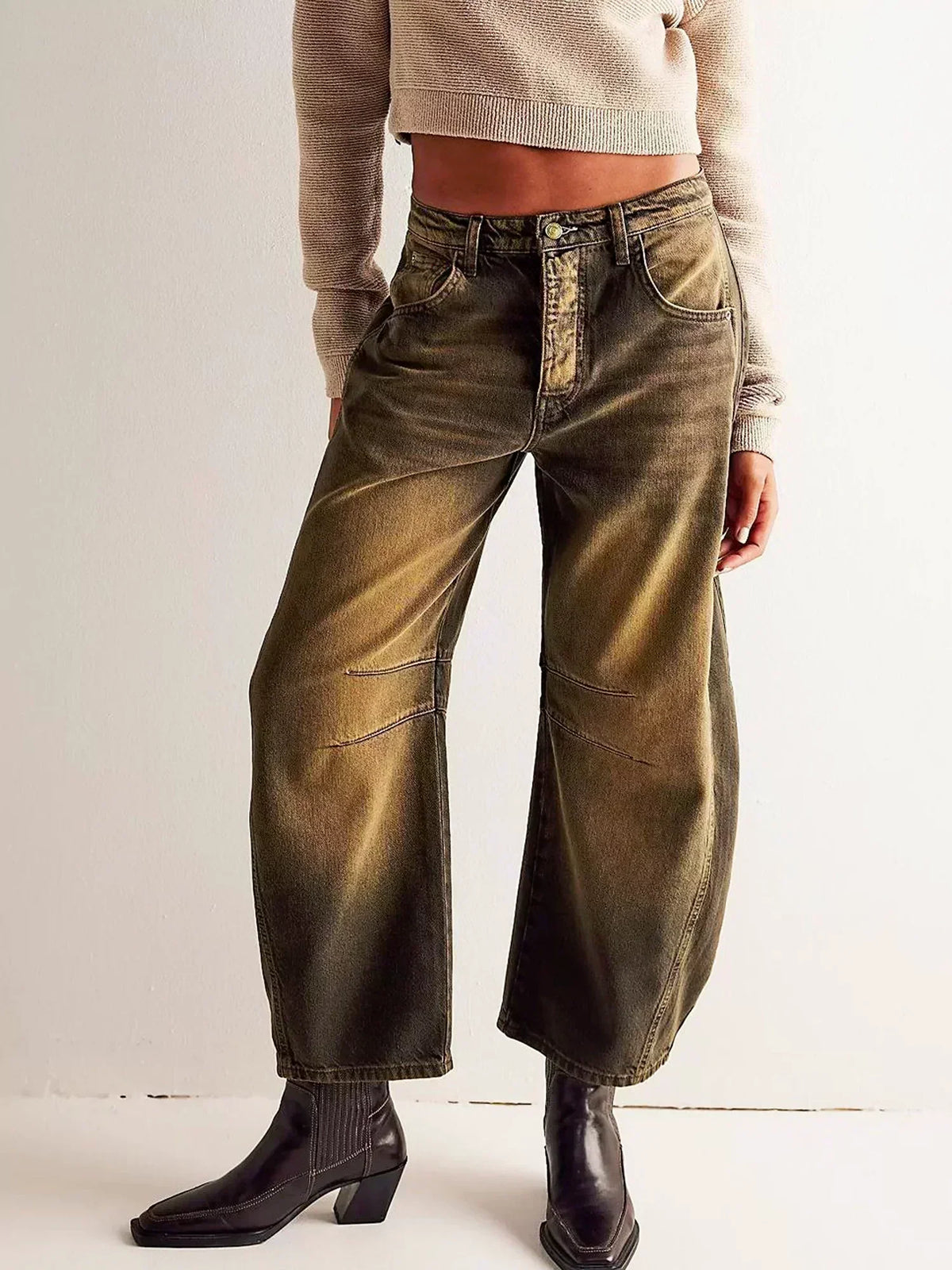 Lucille | Women’s Leopard Print Barrel Jeans