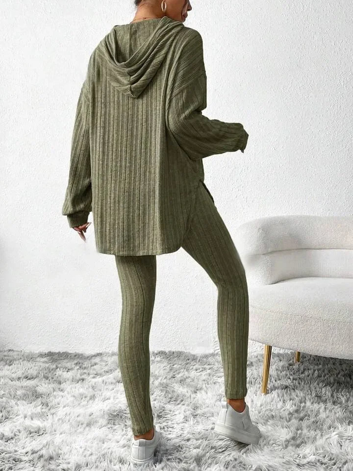 Xavine | Women’s Ribbed Knit Two-Piece Lounge Set