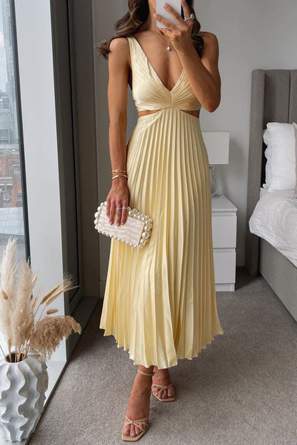 Aitana | Women’s V-Neck Pleated Maxi Dress