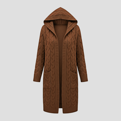 Sorellia | Women’s Knitted Long Cable Cardigan