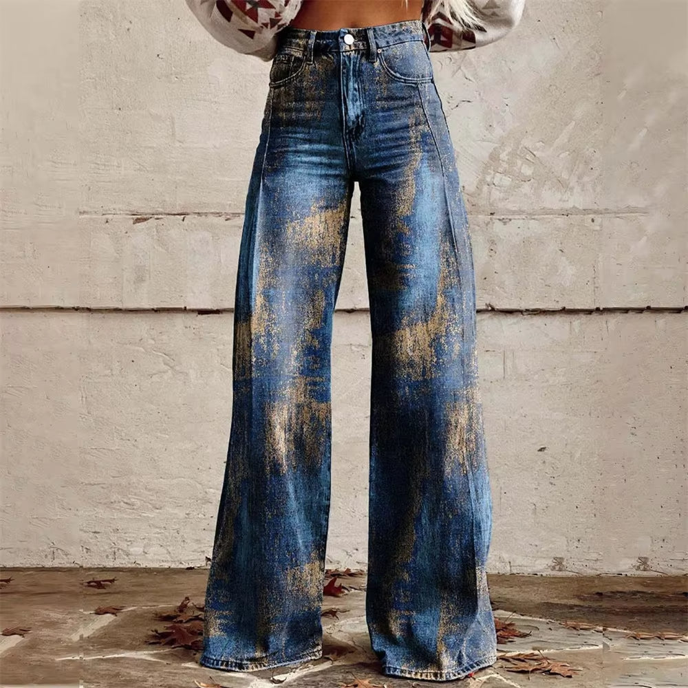 Marivara | Women’s Patterned Flared Jeans