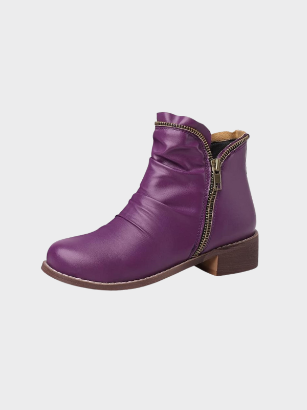 Elara | Women’s Zipped Leather Ankle Boots