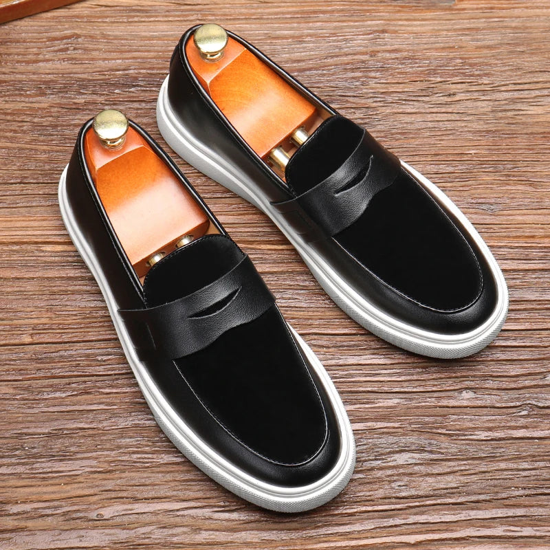 Zarven | Men’s Minimalist Leather & Suede Loafers