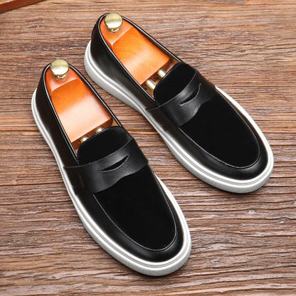 Zarven | Men’s Minimalist Leather & Suede Loafers
