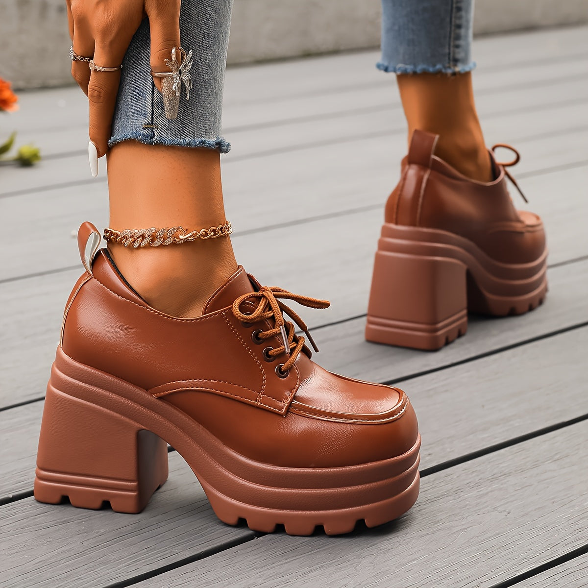 Celvane | Women’s Platform Lace-Up Oxfords