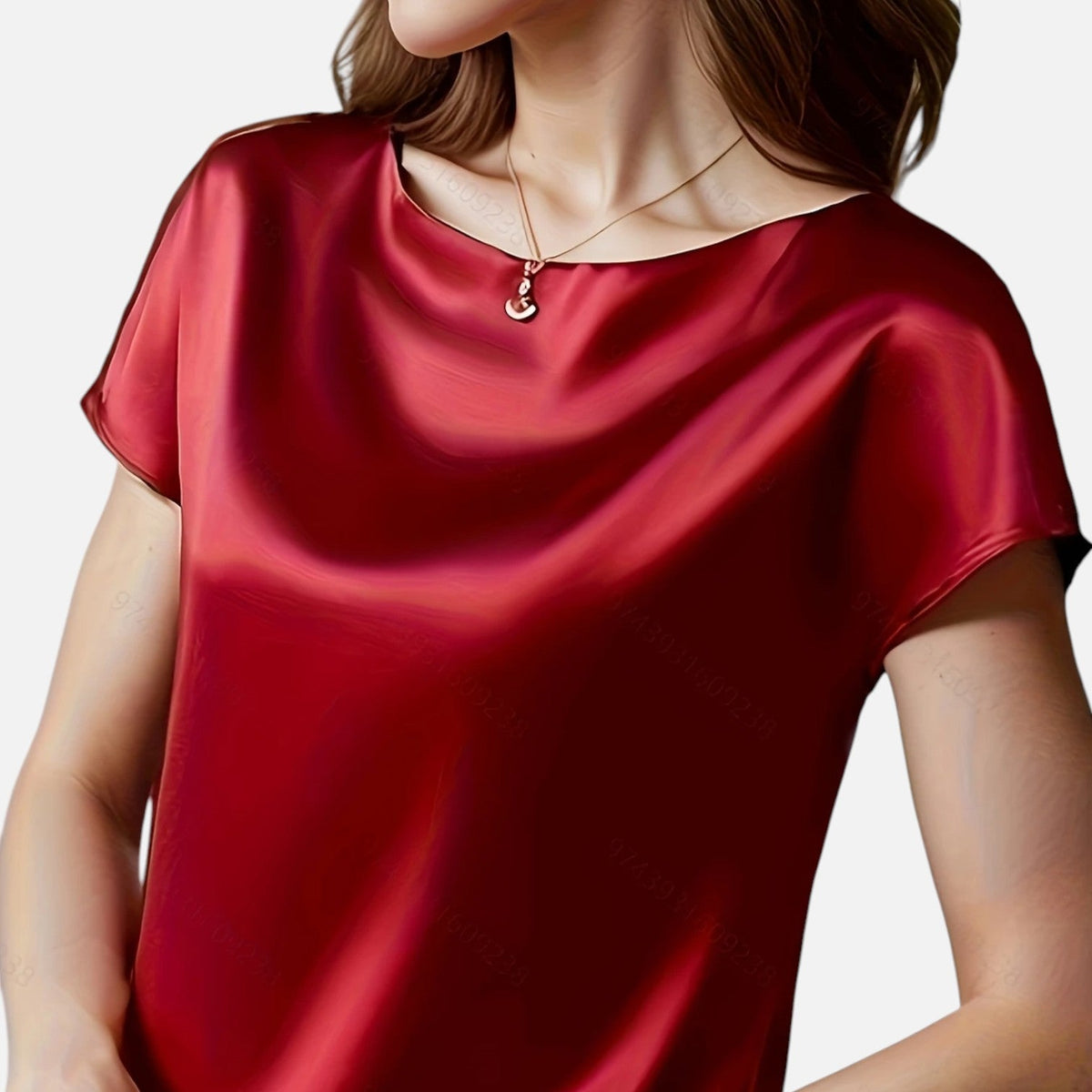 Quelloria | Women’s Satin Blouse – Short Sleeve Classic