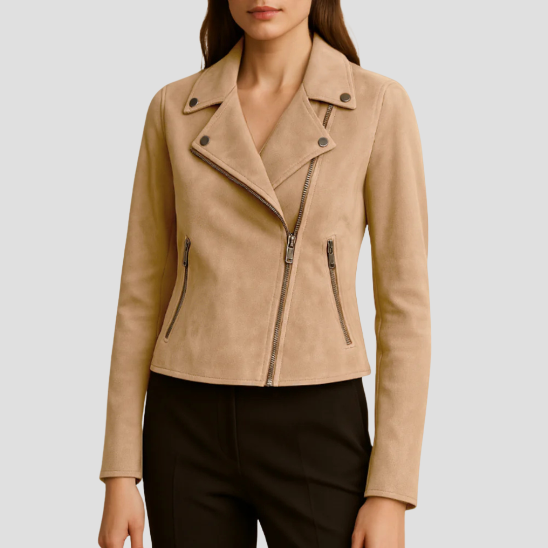 Varelle | Women’s Suede Leather Biker Jacket