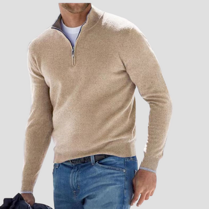 The Dervaux | Men’s Knitted Cotton Half-Zip Jumper