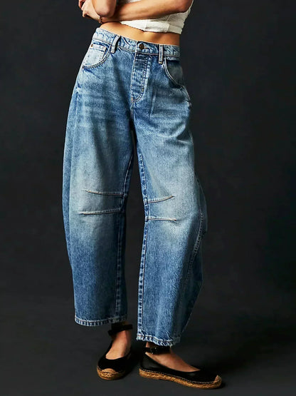Lucille | Women’s Leopard Print Barrel Jeans