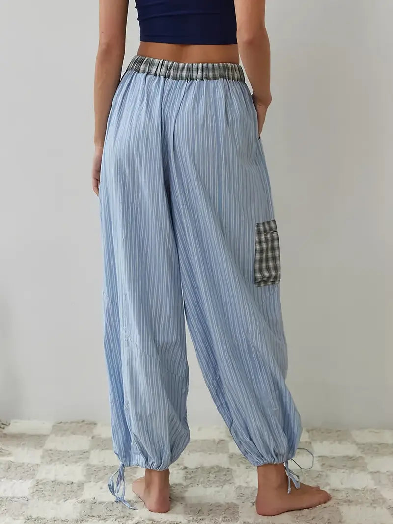 Brennar | Unisex Striped Plaid Patchwork Pajama Set