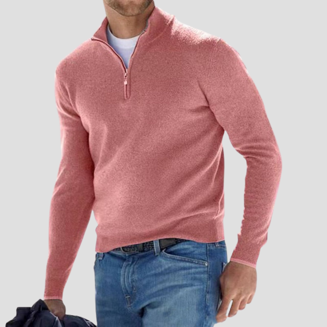 The Dervaux | Men’s Knitted Cotton Half-Zip Jumper