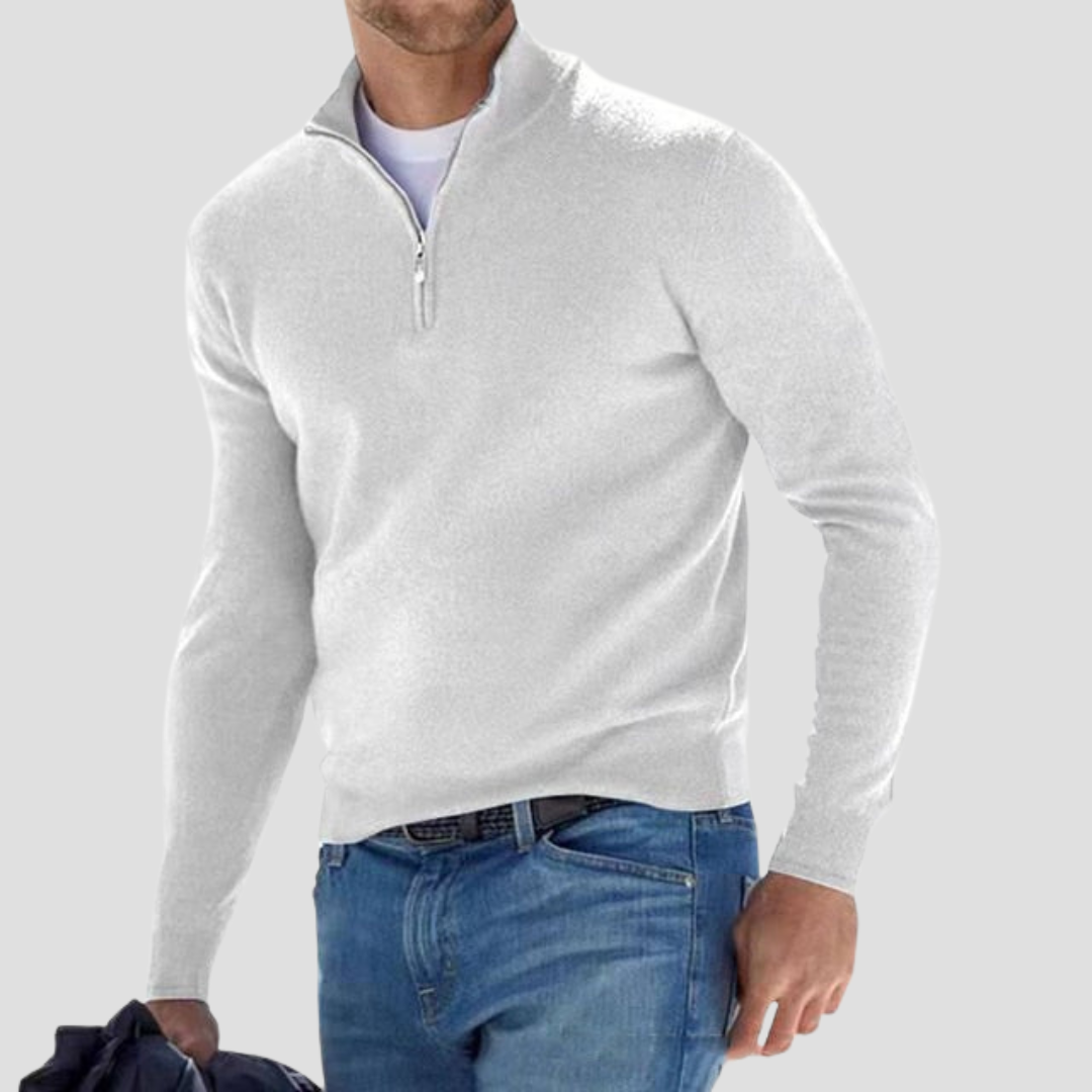 The Dervaux | Men’s Knitted Cotton Half-Zip Jumper