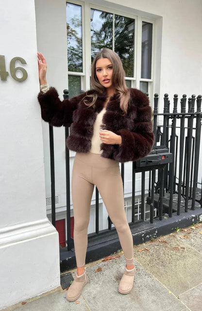 Luxe Plush | Women’s Cropped Faux Fur Puffer Jacket