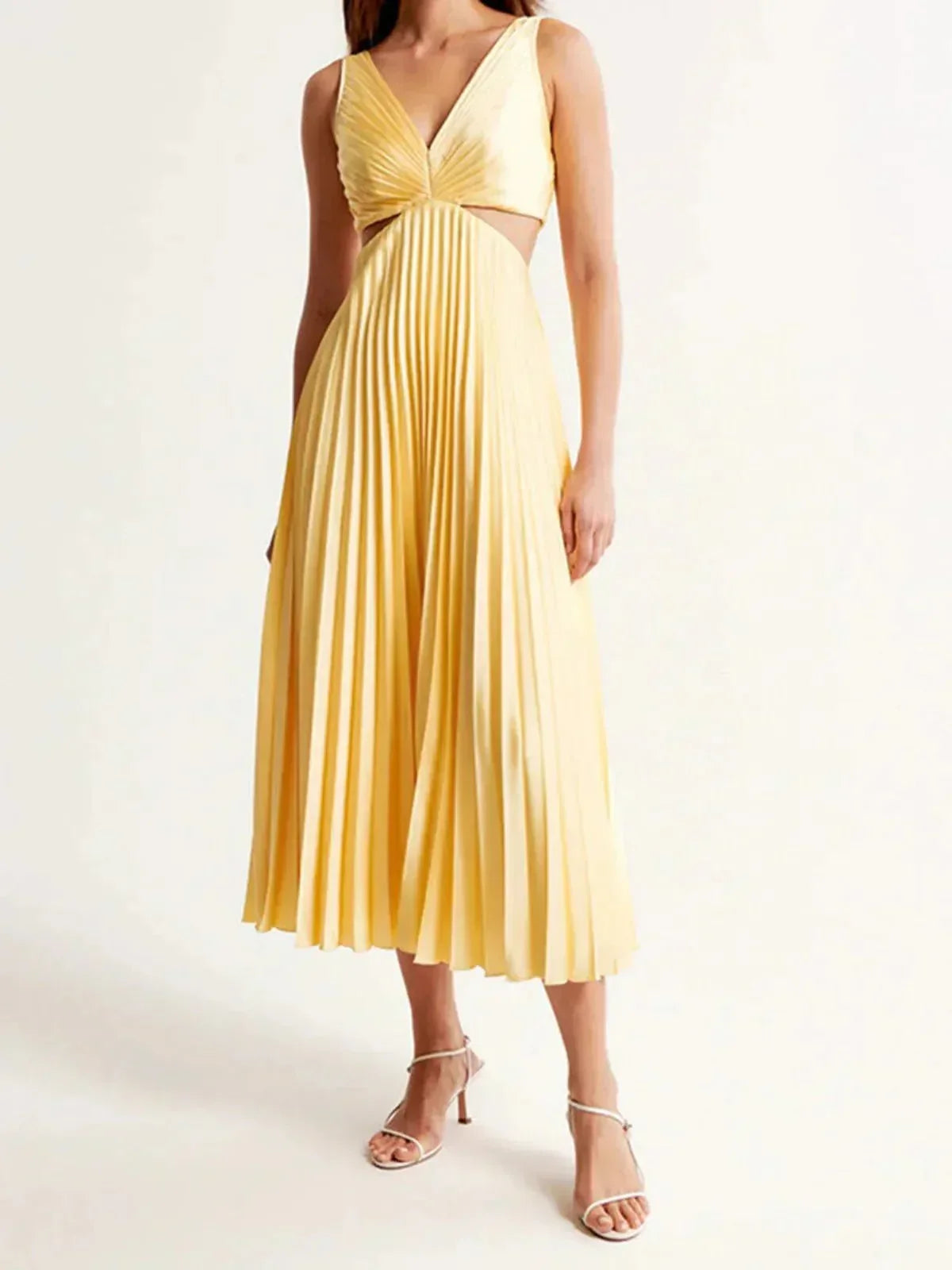Berta | Women’s Pleated Cut-Out Maxi Dress