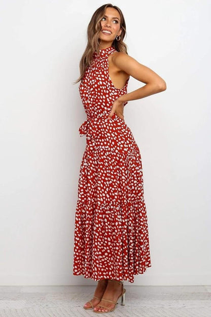Liora | Polka Dot Halter Midi Dress