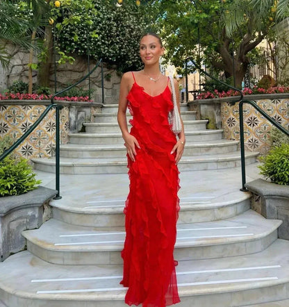 Nerina | Women’s Ruffled Chiffon Maxi Dress