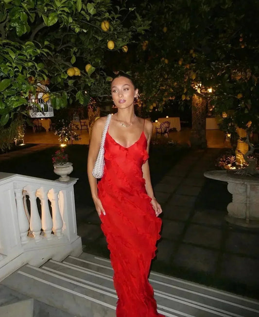 Nerina | Women’s Ruffled Chiffon Maxi Dress