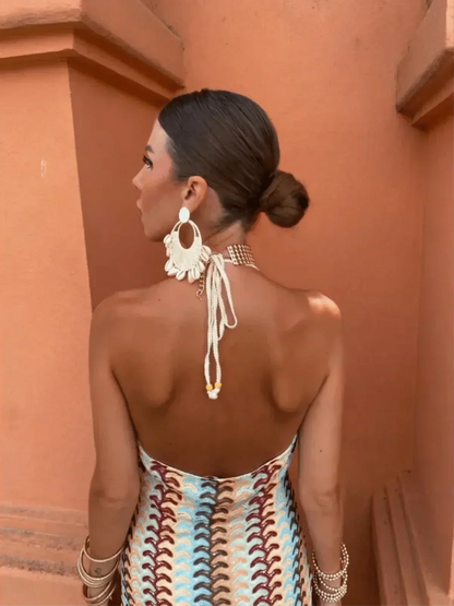 Marisela | Women’s Crochet Halterneck Maxi Dress