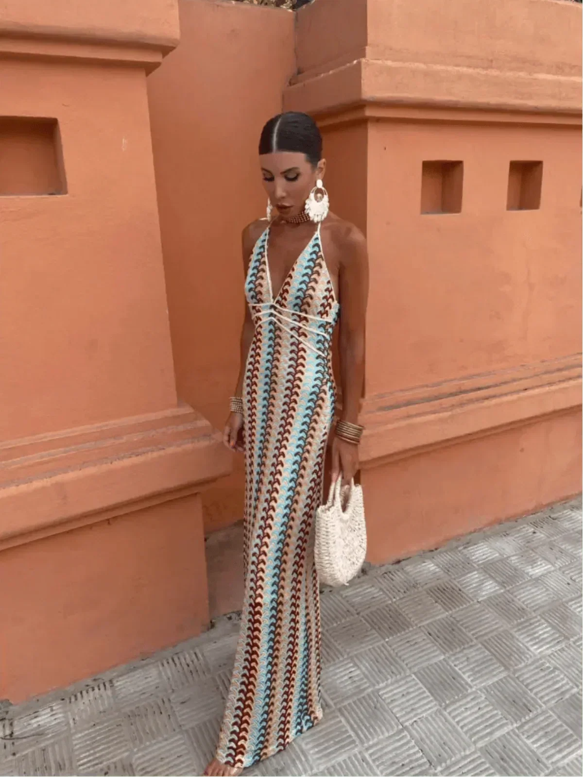 Marisela | Women’s Crochet Halterneck Maxi Dress