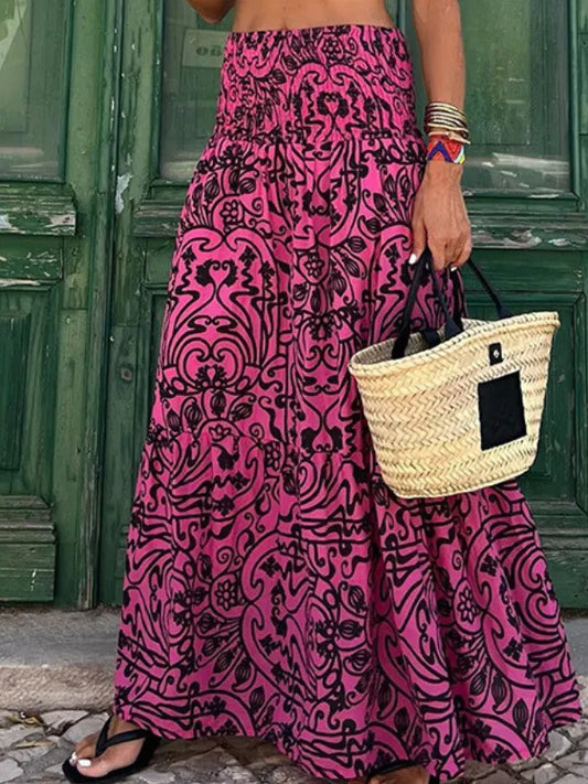 Leila | Women’s Floral Boho Maxi Skirt