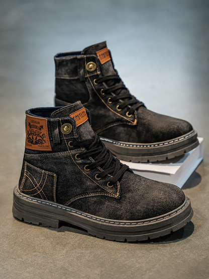 Weylan | Men’s Washed Denim High-Cut Boots