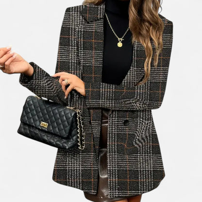 Quessina | Women’s Classic Coat – Houndstooth Timeless Sophistication
