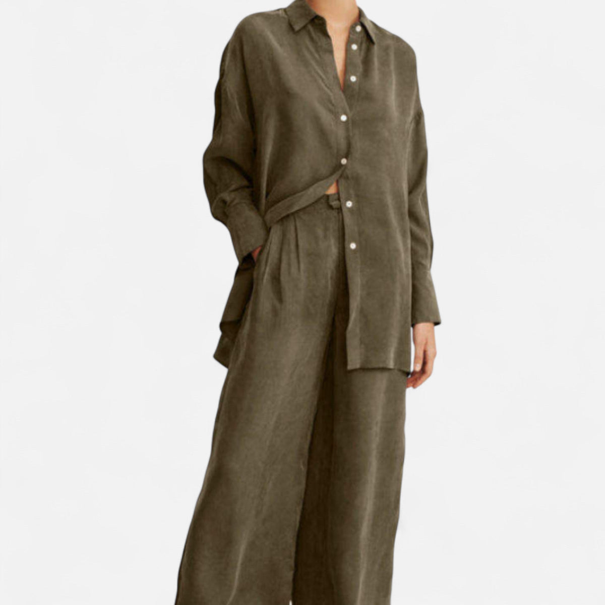 Quintessa | Women’s Linen Suit – Olive Heritage Elegance