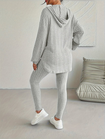 Xavine | Women’s Ribbed Knit Two-Piece Lounge Set