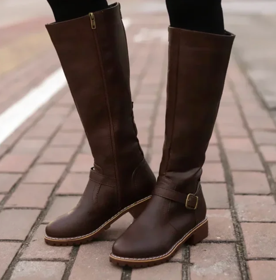 Noa | Women’s Knee High Buckle Strap Boots