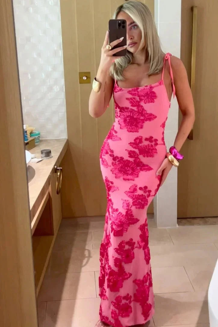 Trudy | Women’s Pink Floral Maxi Dress